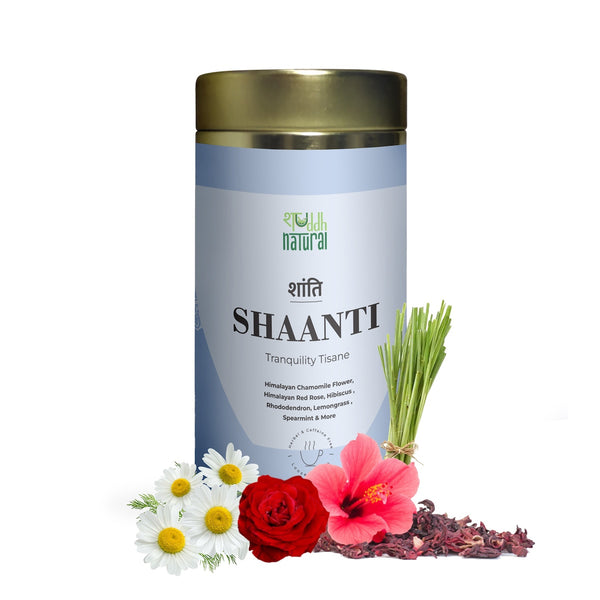 Calming | Stress Relief | Inside-Out Detox | Caffeine Free | 30 Cups | Shaanti | Floral Tisane