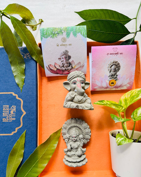 Festive Gift Box I Plantable Laxmi Ganesh I Self Watering Plant I Set of 4