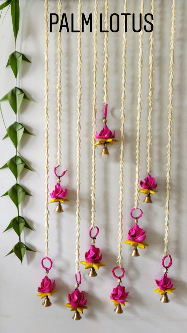 Hand Made Palm Leaf LOTUS Hanging | Diwali Decoration | Pair of 2